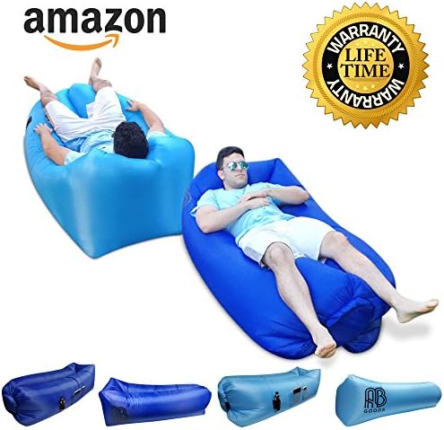 AB Goods Sky Blue Inflatable Lounger, Air Lounger Bag Air Sofa and Pool Float- Perfect for Indoor or Outdoor Hangout, Music Festivals &amp; Camping Picnics