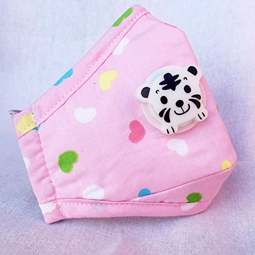 CHUANGLI 3 Pack Cute Kids Anti PM 2.5 Pollen Dust Mask Washable Cotton N95 Masks with Valve Replaceable Filter