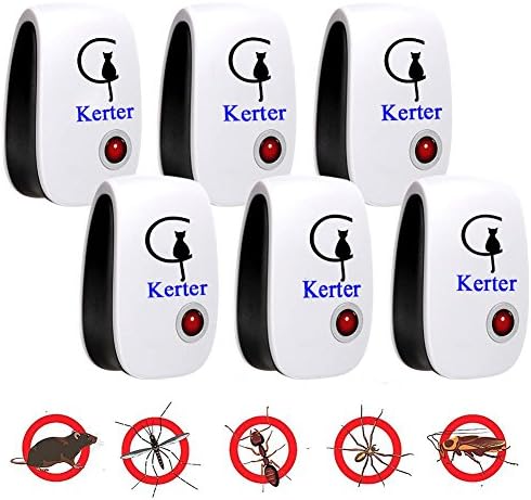 Kerter Ultrasonic Mosquito Pest Repellent- [2018 UPGRADED]. Repels Ants, Roaches, Fleas, Rats, Bugs, Fruit Fly, Cockroaches and More，No More Insect Sprayers &amp; Mouse Trap (6pcs)