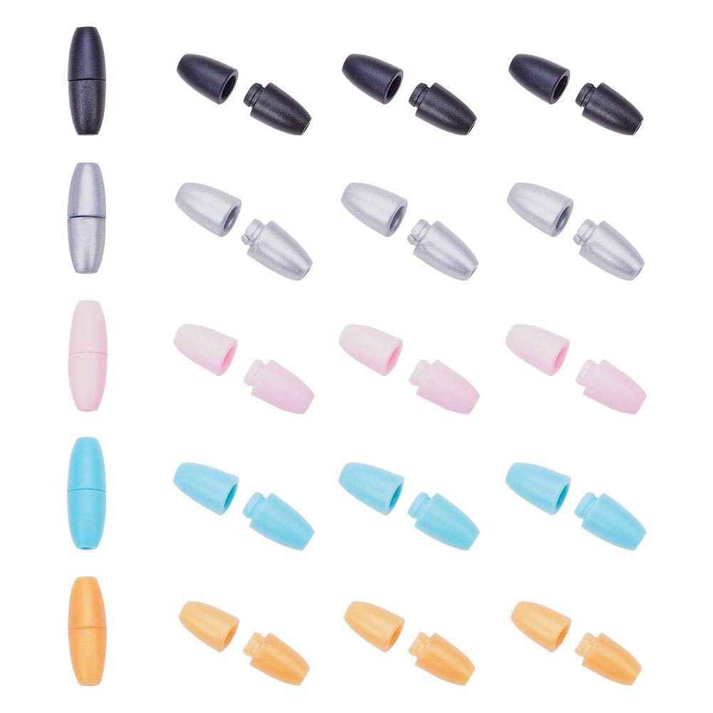 PandaHall Elite 60 Sets 5 Color Plastic Breakaway Clasps Safety Clasp for Rubber Silicone Necklaces for Jewellery Making Accessories Hole: 2.5mm