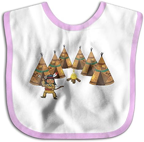 Native American Tepees Campfire Soft Cotton Infant Baby Bid Pinafore Saliva Towels Pink