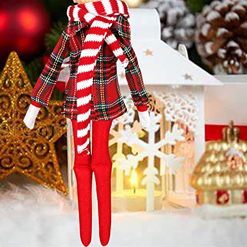 3 PCS Christmas Santa Couture Clothing Set Elf Doll Accessories Clothes Set Including Long Sleeved Shirt, Elf Glasses, Red and White Striped Scarf