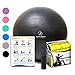 Exercise Ball - Professional Grade Anti-Burst Fitness, Balance Ball for Pilates, Yoga, Birthing, Stability Gym Workout Training and Physical Therapy (Black, 75 cm)