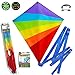 Large Kite (Sale Out: Last 100 Kites) Flying Kites Kit for Kids with String Handle - Fly Big Easy Diamond Rainbow High Flyer -Free Extra Gift (Ebook) - Beach Summer Runner Toy for Children Travel Size