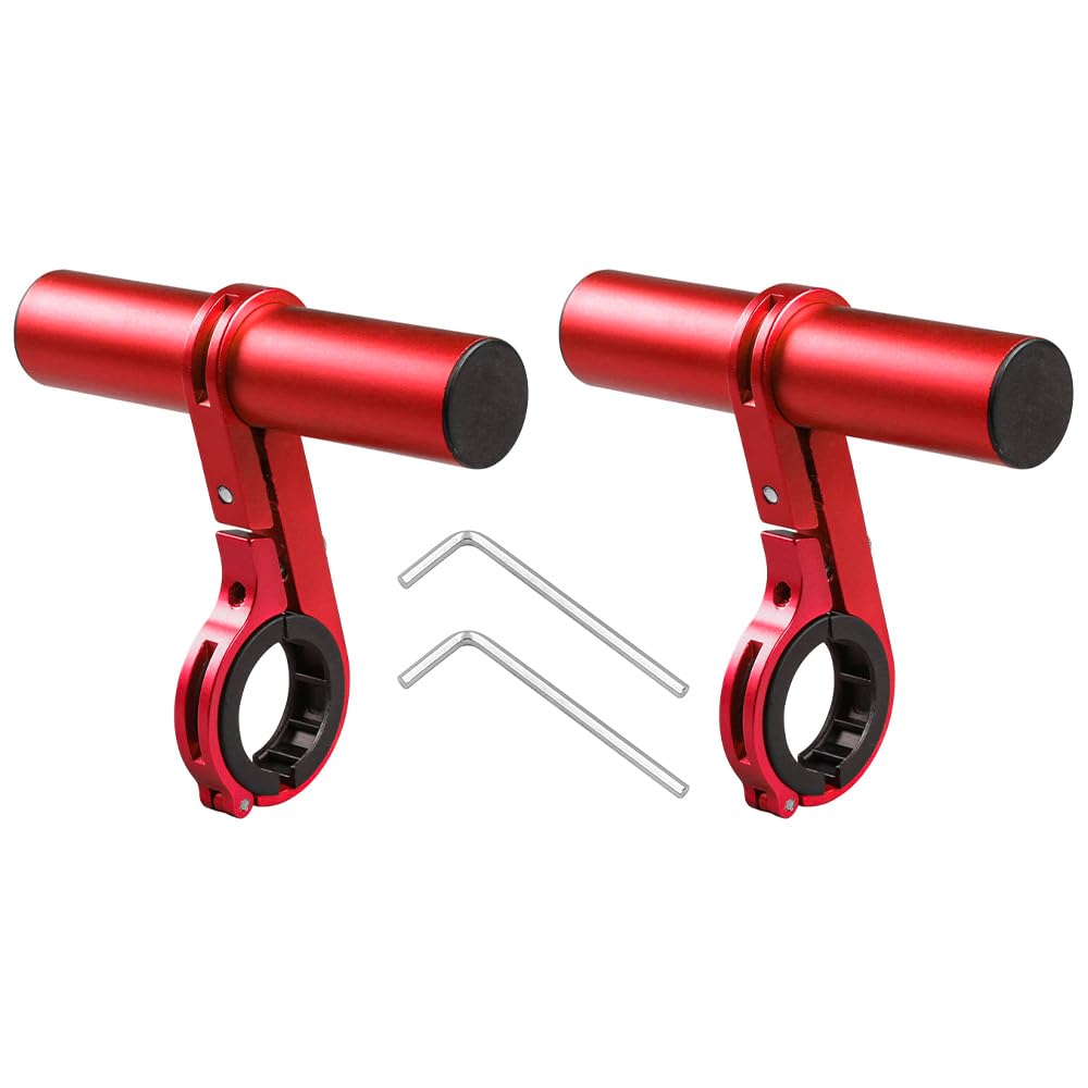 Ieron 1PCS Bicycle Handlebar Extender, Handlebar Extender Bicycle, Aluminum Bicycle Accessory Holder for Fixing Bike Light, Speedometer or Cell Phone Holder（10cm） - Red