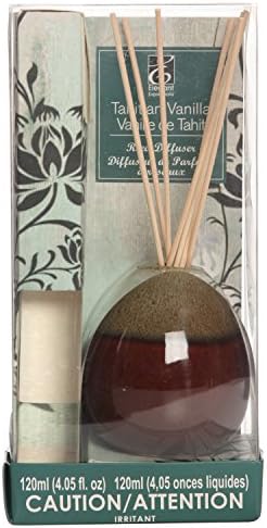 Aromatherapy DEAL Hosley Tahitian Vanilla, Diffuser Oil with Ceramic Bottle Plus Reed sticks. all in One! 110ml Ideal GIFT for party favor, weddings, spa, Reiki, Meditation, Bathroom setting