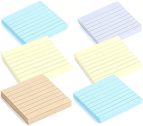 Super Sticky Notes Lined, 3 in x 3 in, 5 Pads/Pack, 80 Sheets/Pad,Pack of 6