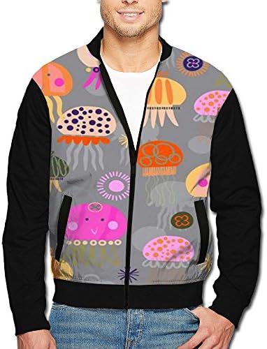Men's Jellyfish Medusa Color Block 80s Jackets\r\nFit Pocket In Front For Bar
