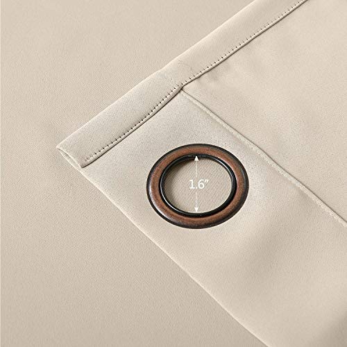 cololeaf Flame Retardant Fire Resistant Curtains Thermal Insulated Blackout for Home Kitchen Office Hotel School Cinema and Hospital- Anti-Bronze Grommet - Beige 52W x 63L Inch (1 Panel) - Thumbnail 4