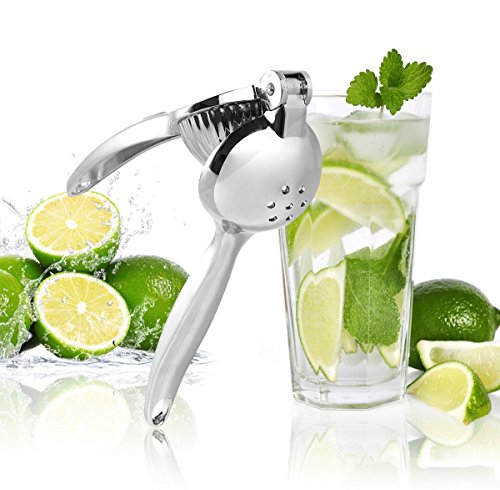 ACLUXS Premium Quality Metal Lemon Lime Squeezer - Manual Citrus Press Juicer (Silver)