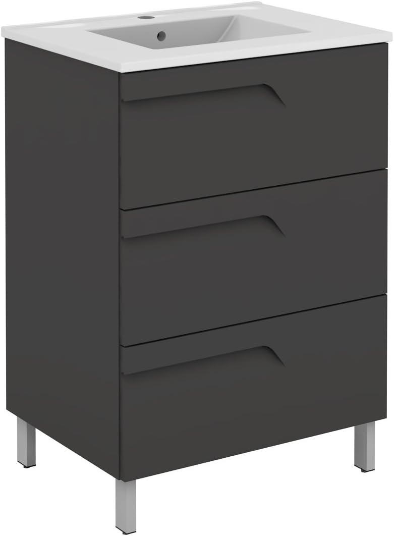 Eviva Vitta 39″ Grey Modern Bathroom Vanity with White Integrated Porcelain Sink