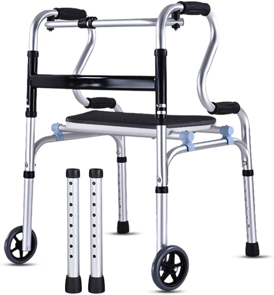 Morimoe Folding Walker with Wheels and seat,Detachable,Toilet Safety Frames,Rise Up