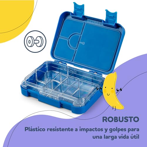 Schmatzfatz Children's Lunch Box with Compartments, Children, School, Colours, Children's Lunch Boxes with BPA-Free and Leak-Proof Sections, Dishwasher Safe