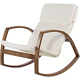 LIXIONG Rocking Chair, Fabric Armchair Head Pillow, Comfortable Padded Seat, Relaxing Chair for Living Room Patio Balcony, 8