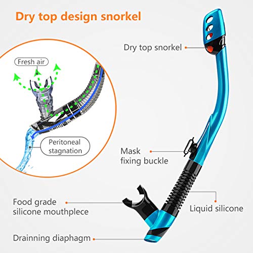 AiJoy Dry Top Snorkel Set Tempered Glass Diving Mask Anti-Fog Lens Snorkeling Set for Adult and Youth - Thumbnail 2