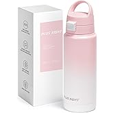 pluseight Insulated Water Bottle, 24 oz Leak Proof 18/8 Stainless Steel Vacuum Tumbler, Stainless Steel Water Bottle Wide Mouth for Sports, Gym or Office, BPA-Free Keep Cold 24H Hot 12H (Pink)