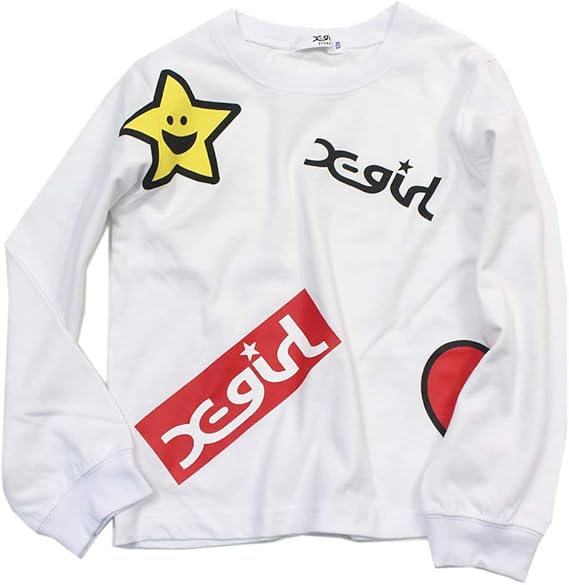 Amazon X Girl Stages ミックスロゴ長袖tシャツ シロ 01 1 Tシャツ カットソー 通販