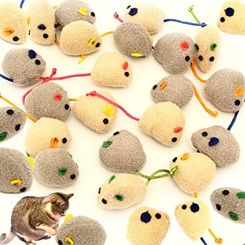 Youngever 20 Pcs Cat Toys Catnip Mice Cat Mouse Toys Catnip Cat Toys Interactive Play For Cat Puppy Kitty Kitten (Grey)
