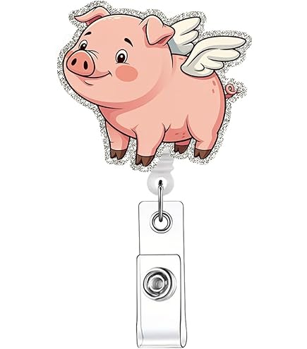 Flying Pig Nurse Badge Reel - Retractable ID Holder With Alligator Clip For Medical Staff