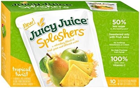 Juicy Juice Splashers Tropical Twist, 6 Ounce Packages 10 boxes, (Pack of 5)