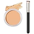 Kaely Cream Pot Concealer Full Coverage Set,Conceal Brighten Dark Circles,under Eye Brightener Color Correcting Concealer,Waterproof Foundation Palette with Brush,corrector de ojeras,Vegan Makeup,03