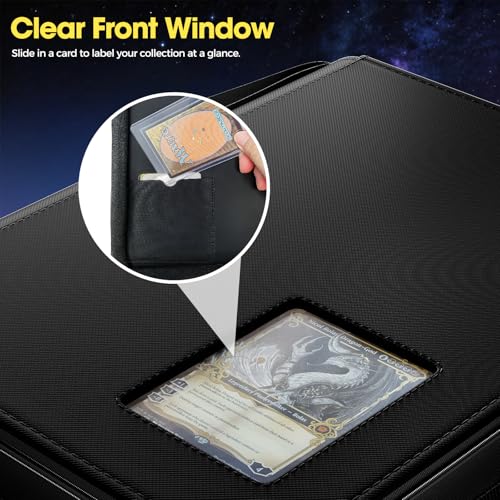 ProCase 4 Pocket Top Loader Binder, Holding 144 Cards in 3"x4" Toploaders, Side Loading Small Book Folder with Clear Window for Pokemon, Trading, Sports Cards Collection TCG, MTG -Black