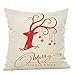 HOSL PSD12 Merry Christmas Cotton Linen Square Decorative Throw Pillow Case Cushion Cover (Set of 4)