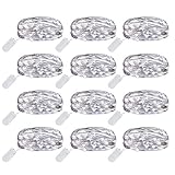 Ehome Fairy String Lights, 12 Pack Fairy Lights Battery Operated, 7.2ft 20LED Christmas Lights Silver Coated Copper Wire Lights Firefly Lights Moon Lights for Party Christmas Decorations White