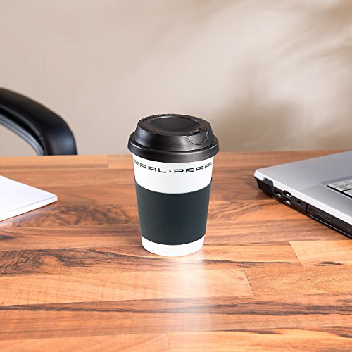 PEARL Kaffeebecher: 2er-Set Coffee-to-go-Becher mit Deckel, 350 ml, doppelwandig, BPA-f (Kaffee-to-Go-Becher, Isolierbecher mit Manschetten, Mikrowelle) – Bild 7
