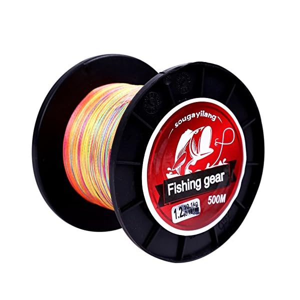 Sougayilang-500m547Yards-4-Strands-12lb-72lb-Multifilament-Pe-Superbraid-and-Braided-Fishing-Line-Grey-Yellow-Black-Green-Multicolor