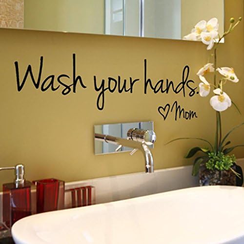 SHJNHAN Home Decor Wall Sticker, Wash Your Hands Mom Decal Bedroom Vinyl Art Mural
