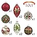 Teresa's Collection 10ct Country Road Glass Blown Christmas Ball Ornaments Red Green and Gold,3.15inch-4.72inch,Themed with Tree Skirt(Not Included)