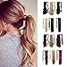 Wrap Around Synthetic Ponytail Clip in Hair Extensions One Piece Magic Paste Pony Tail Long Curly Wavy Soft Silky for Women Fashion and Beauty 17'' / 17 inch (light brown mix ash blonde)