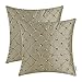 CaliTime Pack of 2 Cushion Covers Throw Pillow Cases Shells for Sofa Couch Home Decoration 18 X 18 Inches Modern Diamonds Shape Geometric Chain Embroidered Taupe