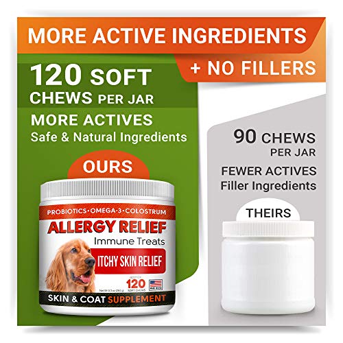 Allergy Relief Chews for Dogs with Omega 3 + Probiotics + Colostrum Itchy Skin Relief Immune