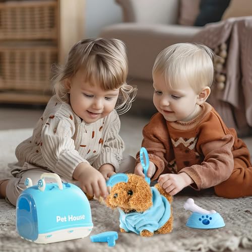 jerryvon Dog Barking and Walking – Toys Children 2 Years Old Dog Toy Walking and Barking Gift Girl 2 3 4 Years Plush Realistic Dog Animals Toy for Children