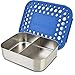 LunchBots Medium Duo Snack Container - Divided Stainless Steel Food Container - Two Sections for Half Sandwich and a Side - Eco-Friendly - Dishwasher Safe - Stainless Lid - Blue Dots