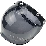WANCAR Retro Motorcycle Bubble Visor Wind Shield Lens Universal For Standard 3-Snap Open Face Helmets(Smoke)