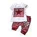 Canis Baby Boy Kid 2 Piece Star Sportswear Clothes T-Shirt Top Short Pants Outfit Set (S/0-6M,Dark red)