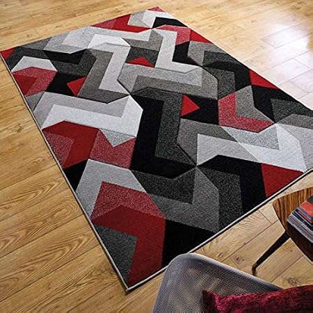 Flair Rugs Aurora Tapis Sculpté à La Main Grisrouge 120 X