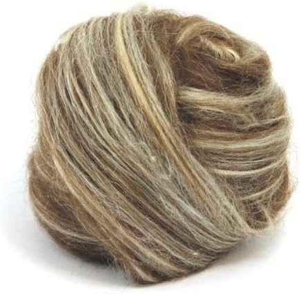 World of Wool Dark Brown Alpaca/Extra Bleached Tussah Silk Top - Roving - Felting Wool