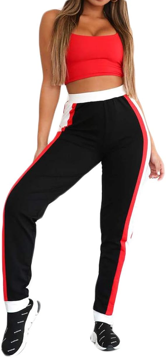 white sweatpants red stripe