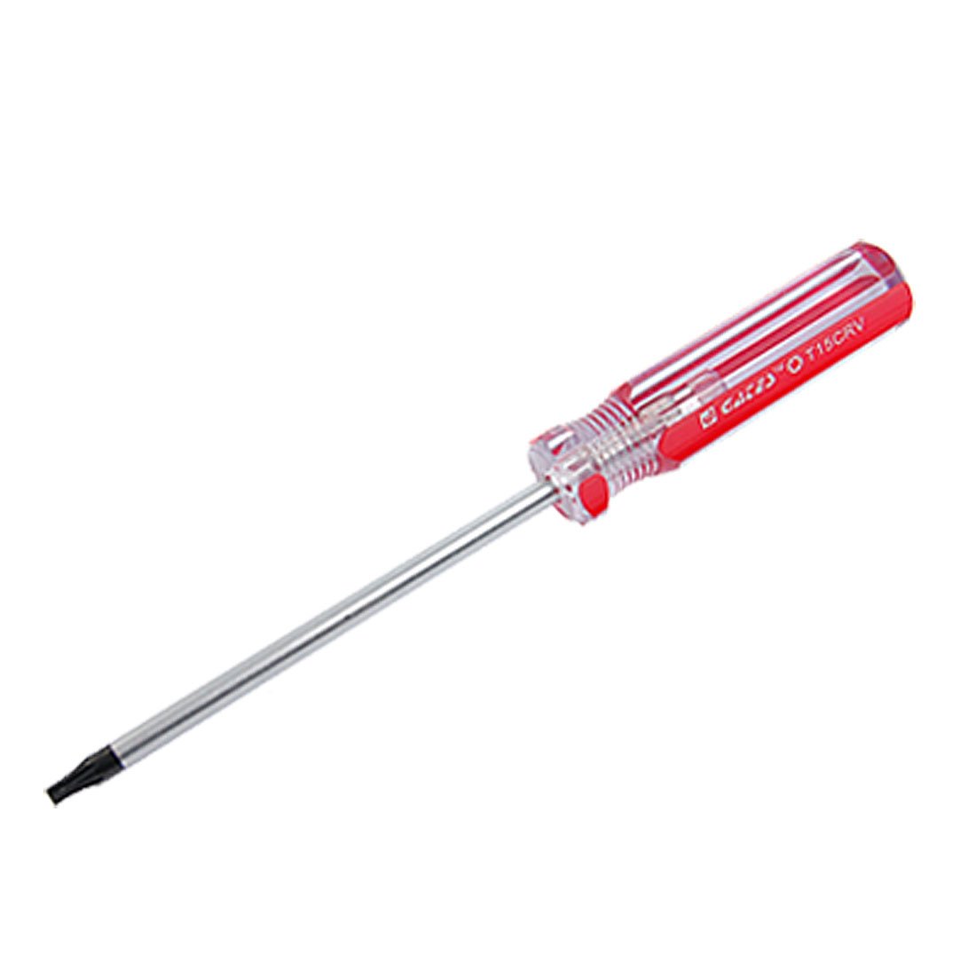 Sourcingmap Torx Magnetic Screwdriver, T15 Security Star Screw Driver w 4 Inch CR-V Shaft and Clear Red Handle