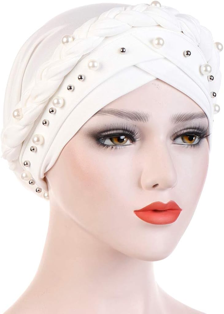Miss Fortan Turbante Capelli Donne Perlina Tinta Unita Musulmano Cappello Di Chimica Del Cancro Sciarpa Hijab Copricapo Islamico Headwrap Cap Accessori Per Labbigliamento Cappelli E Cappellini Accessori