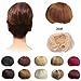 FESHFEN Bridal Hair Bun Updo Scrunchy Scrunchie Hairpiece Wig Hair Ribbon Ponytail Extensions Clips Straight Drawstring Hair Chignons Topknot Knot-30# Light Auburn