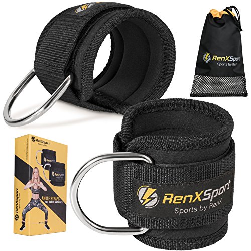 Ankle Straps for Cable Machines and Resistance Bands plus Carry Bag - Pair of Adjustable Ankle Cuffs for Abs and Glute Exercise for Men & Women - Weightlifting Foot Straps