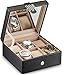 Glenor Co Watch Box for Women - 6 Slot Classic Watch Case Display Organizer, with Modern Buckle Closure for Womens Jewelry Watches, Women's Storage Boxes Holder Boasts Large Mirror - PU Leather Black