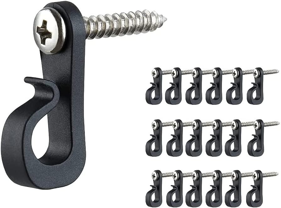 Outdoor Hanging Brackets - HKCLAVUS Light Hanger Hooks for Outdoor String Lights,Screw Hooks for Hanging Christmas Light,Light Wire and Led Light Clips,Wall Patio Hooks for New Year Holiday Party (18, Black)