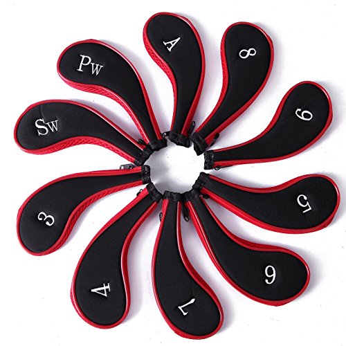 Golf Club Covers,Neoprene Zippered Headcover For Golf Club Iron Head Covers Set For All Standard Clubs 10 PCS 