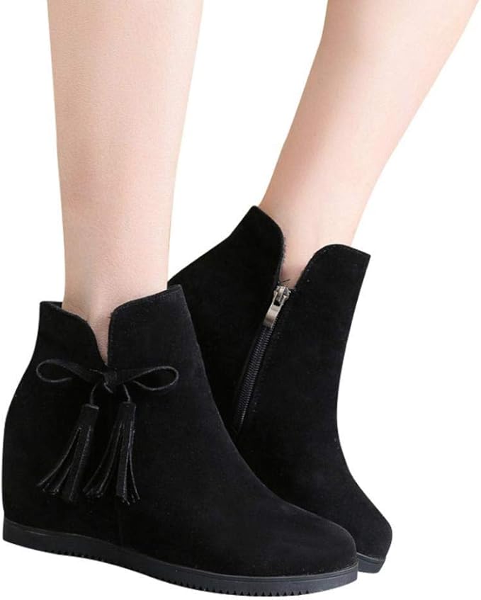 Amazon Com Gyoume Winter Ankle Boots Teen Girls Zipper Boots